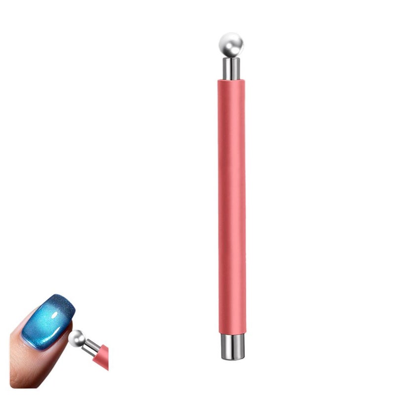 Double-ended magnetic nail wand with powerful cat-eye magnet and steel ball to attract wide-angle glass cat-eye beads.
